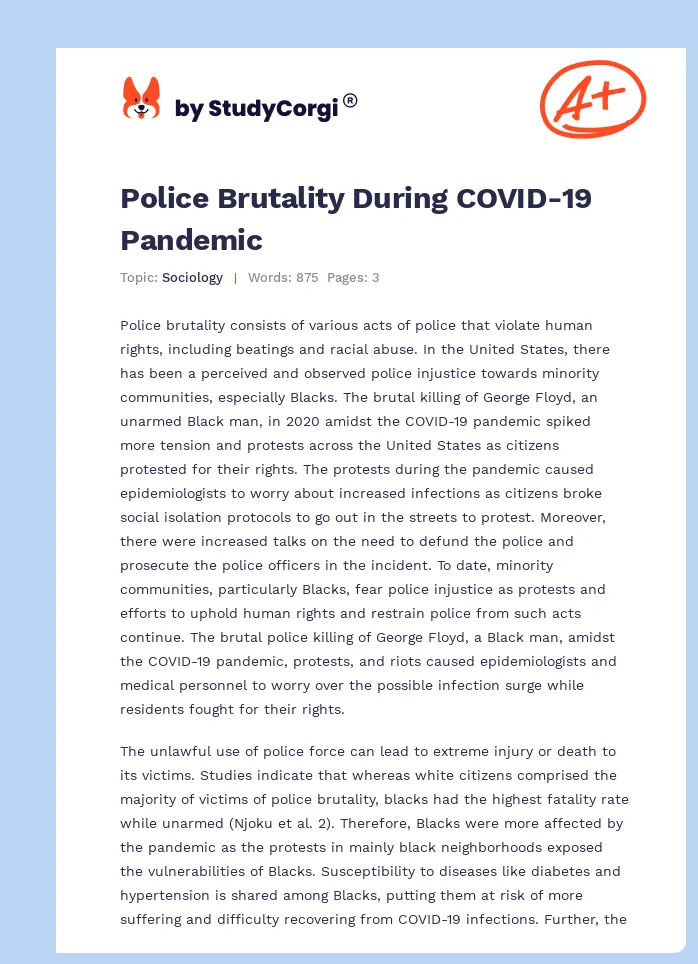 Police Brutality During COVID-19 Pandemic. Page 1