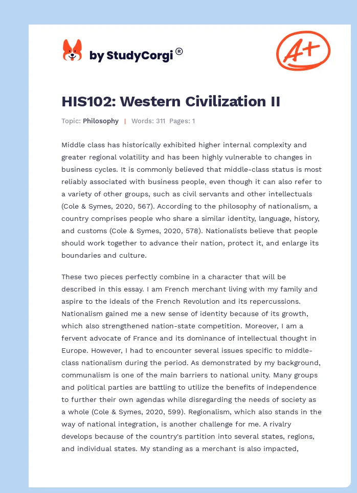 HIS102: Western Civilization II. Page 1