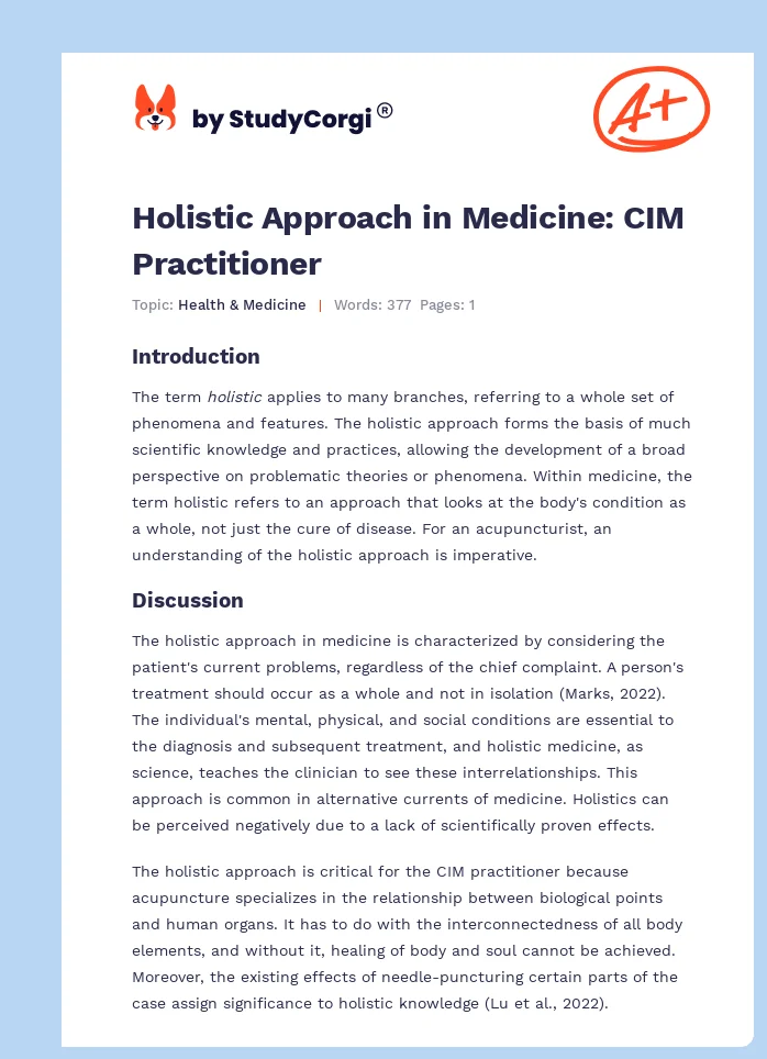 Holistic Approach in Medicine: CIM Practitioner. Page 1