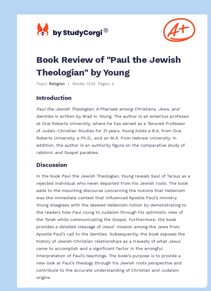 Book Review of "Paul the Jewish Theologian" by Young. Page 1