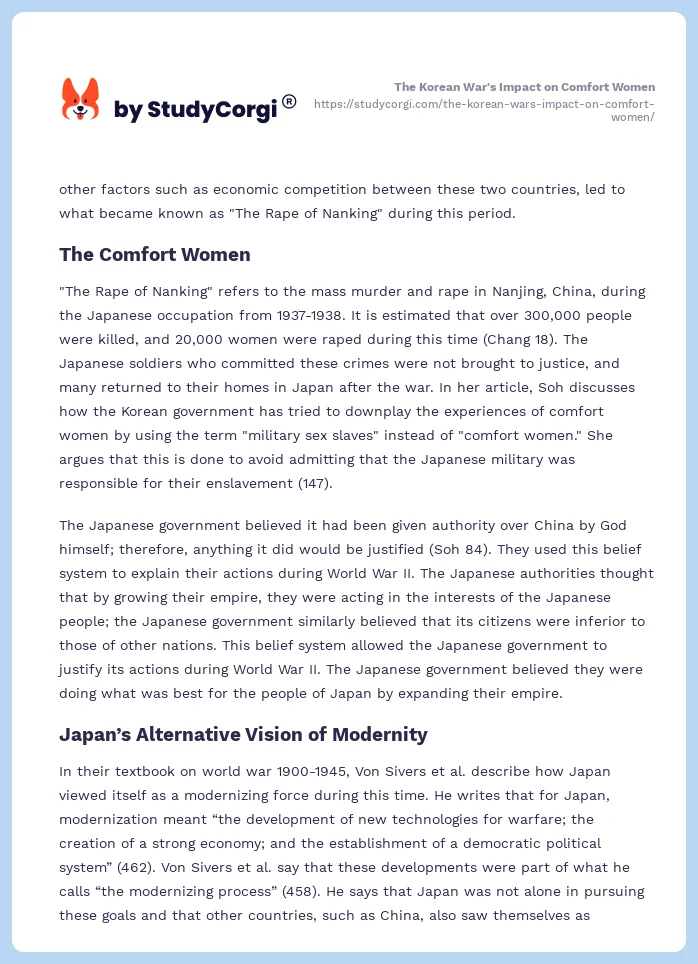 The Korean War's Impact on Comfort Women. Page 2
