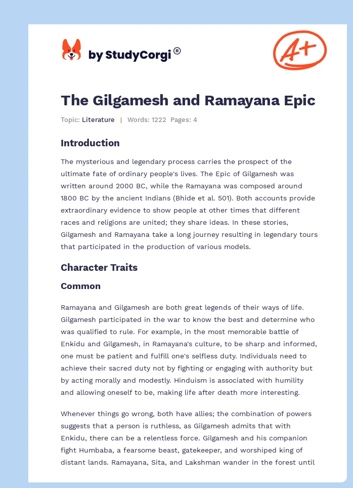 The Gilgamesh and Ramayana Epic. Page 1