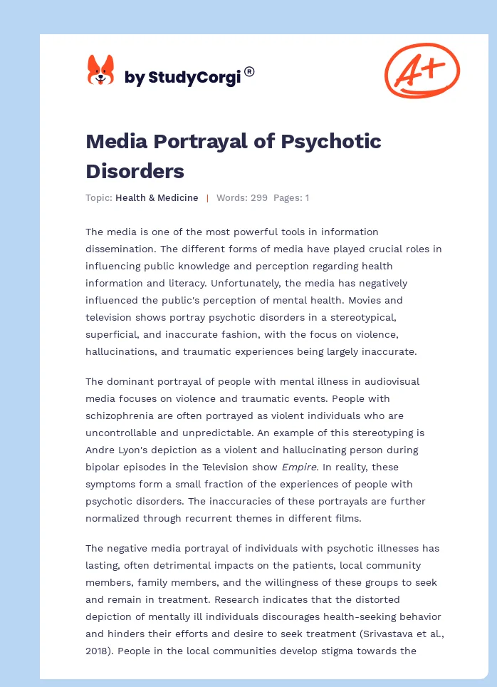 Media Portrayal of Psychotic Disorders. Page 1