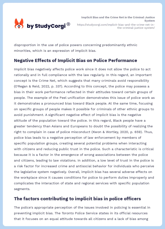 Implicit Bias and the Crime Net in the Criminal Justice System. Page 2