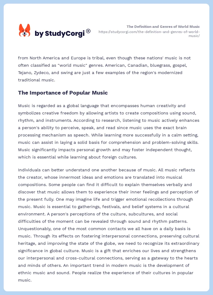 The Definition and Genres of World Music. Page 2