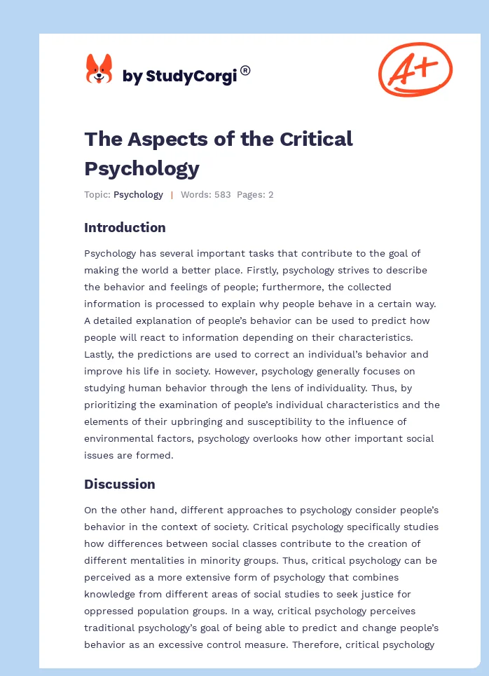 The Aspects of the Critical Psychology. Page 1