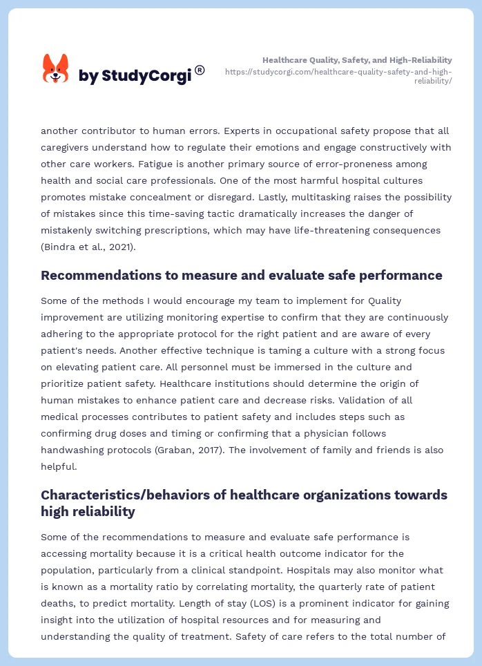 Healthcare Quality, Safety, and High-Reliability. Page 2