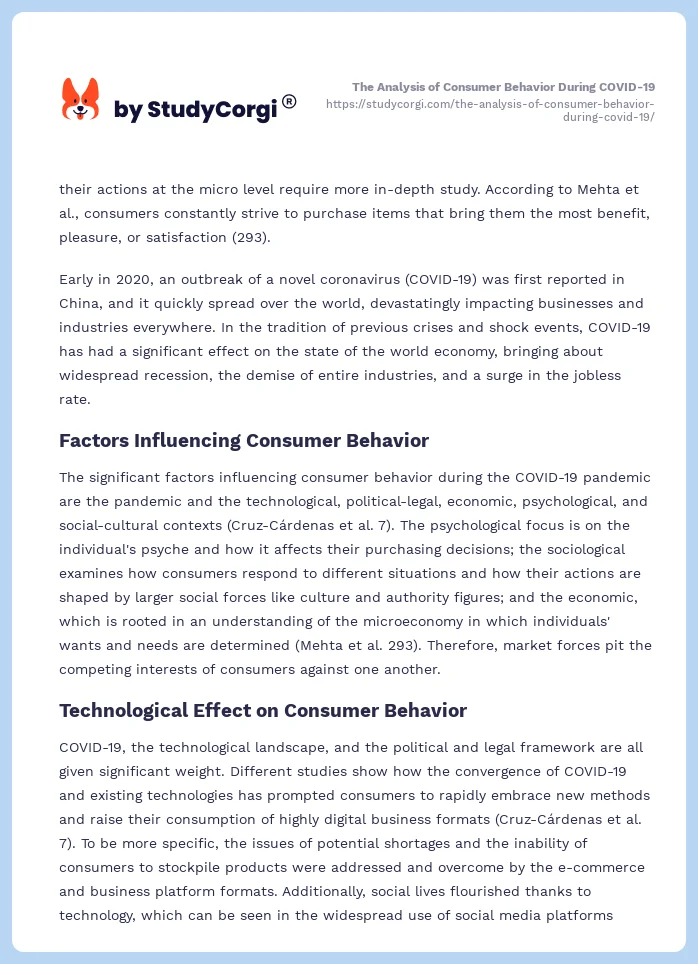 The Analysis of Consumer Behavior During COVID-19. Page 2