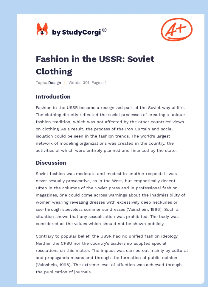 Fashion in the USSR: Soviet Clothing. Page 1