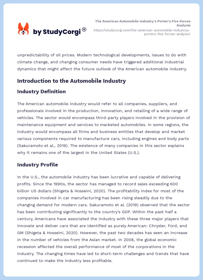 The American Automobile Industry's Porter's Five Forces Analysis. Page 2
