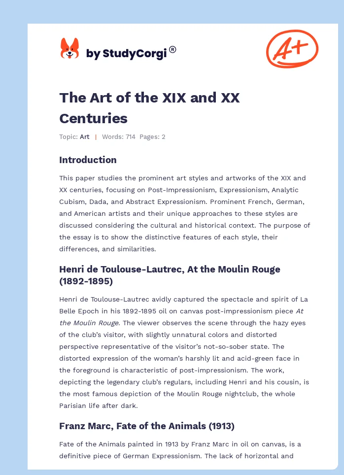 The Art of the XIX and XX Centuries. Page 1