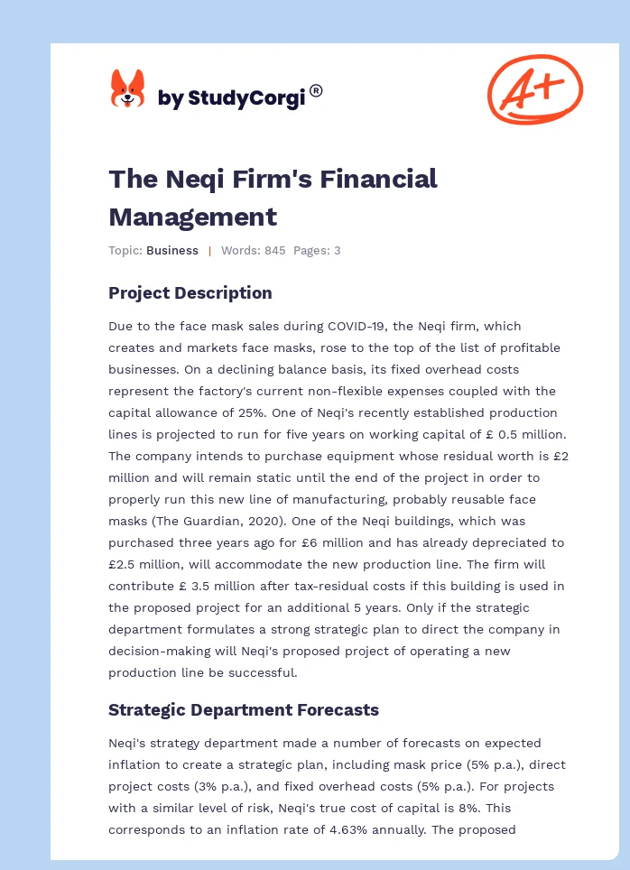 The Neqi Firm's Financial Management. Page 1