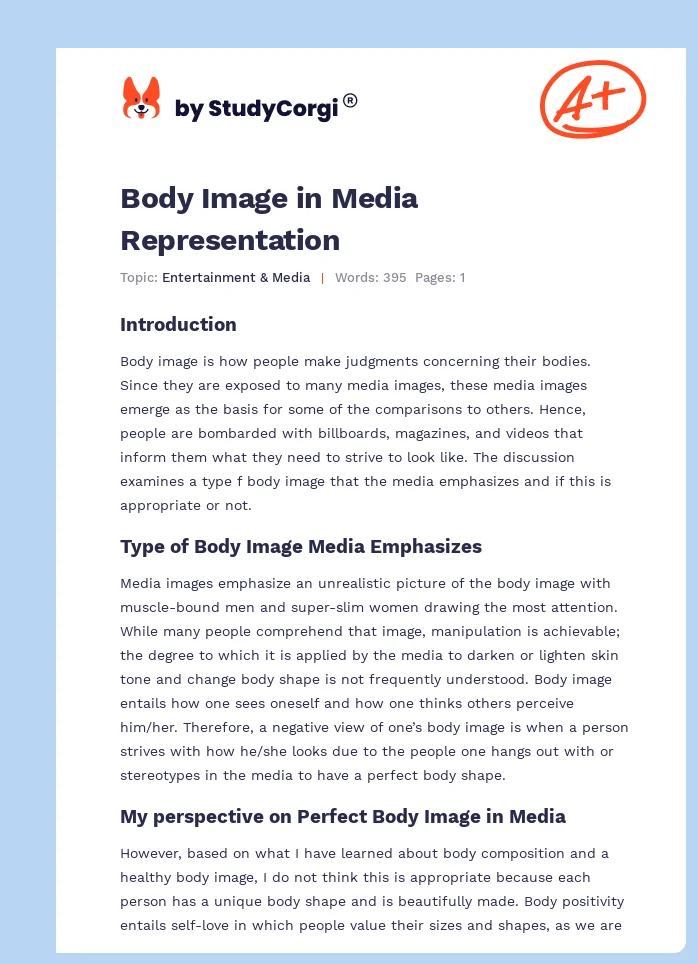 Body Image in Media Representation. Page 1