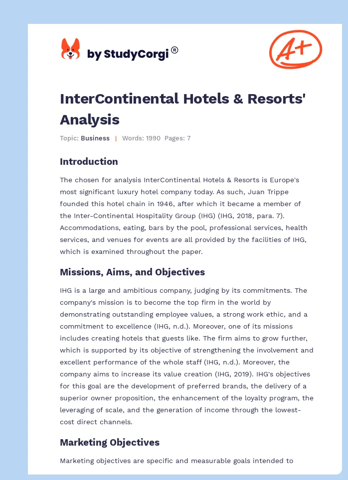 InterContinental Hotels & Resorts' Analysis. Page 1