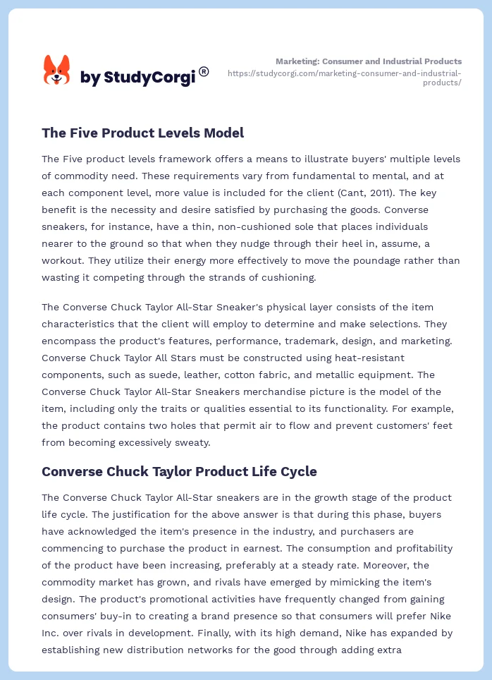 Marketing: Consumer and Industrial Products. Page 2