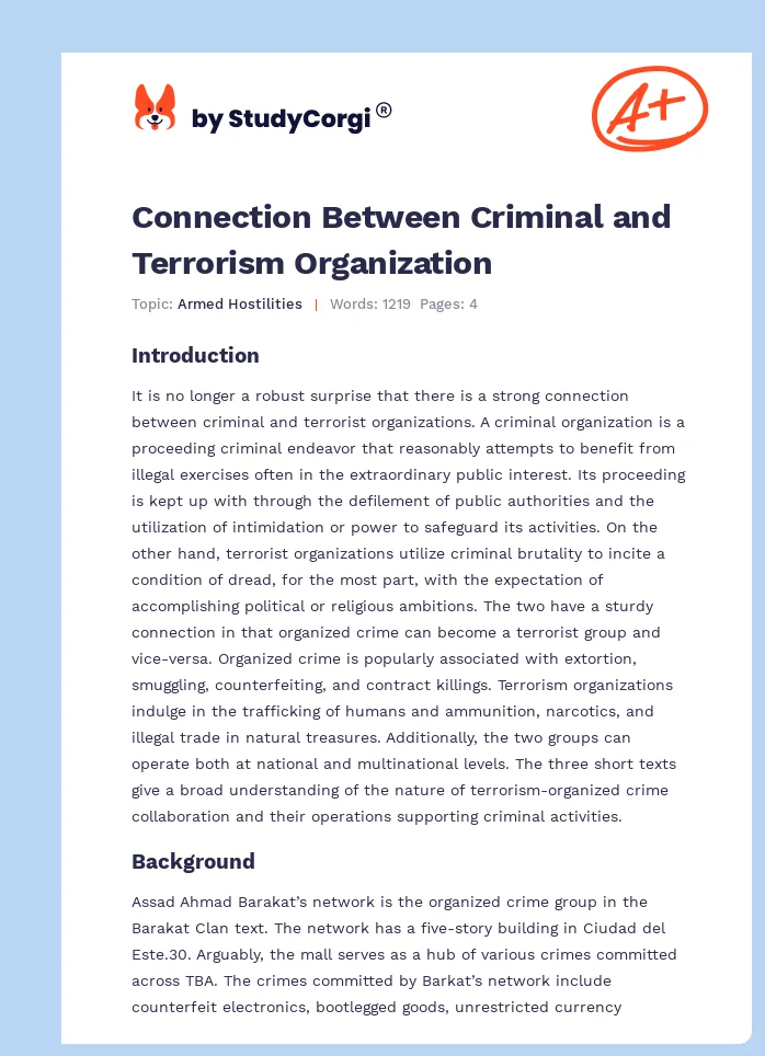 Connection Between Criminal and Terrorism Organization. Page 1