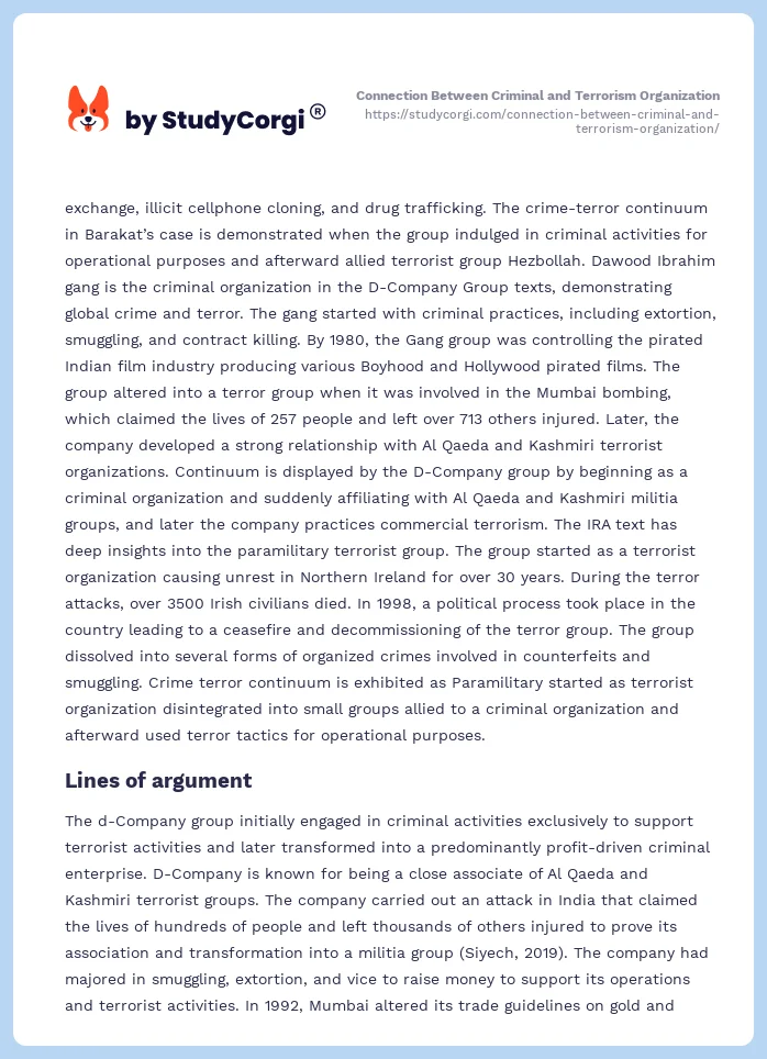 Connection Between Criminal and Terrorism Organization. Page 2