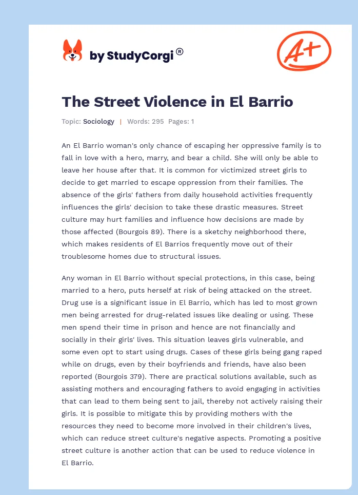 The Street Violence in El Barrio. Page 1