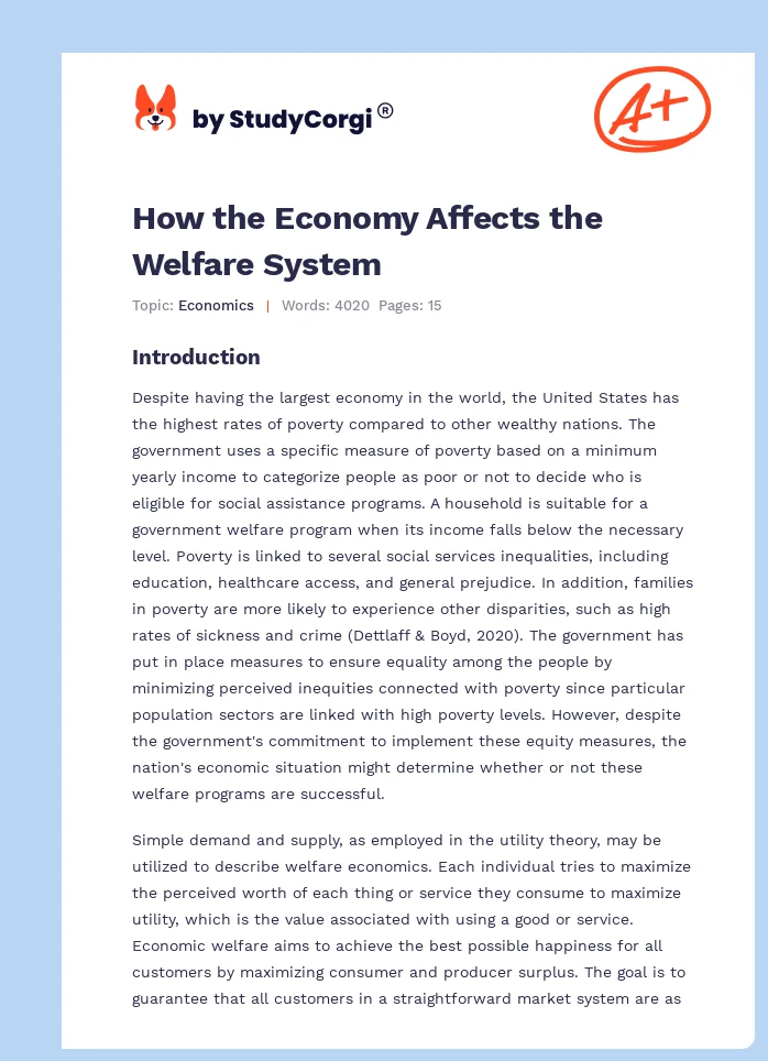 How the Economy Affects the Welfare System. Page 1