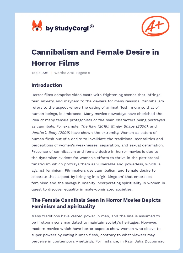 Cannibalism and Female Desire in Horror Films. Page 1
