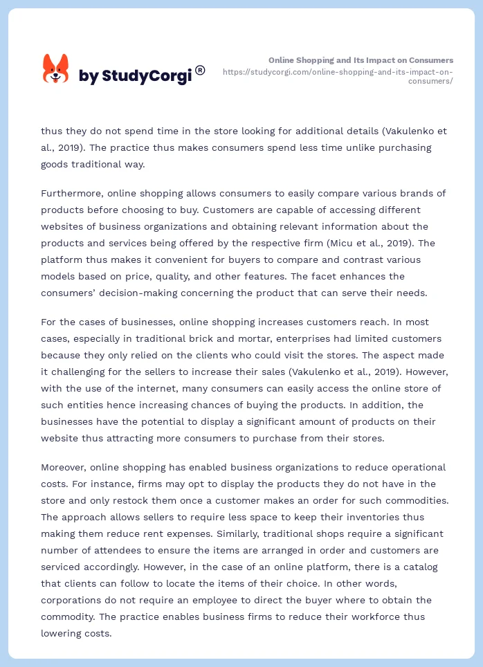 Online Shopping and Its Impact on Consumers. Page 2