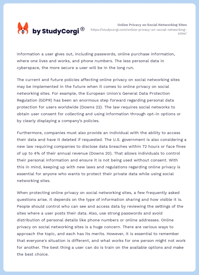 Online Privacy on Social Networking Sites. Page 2
