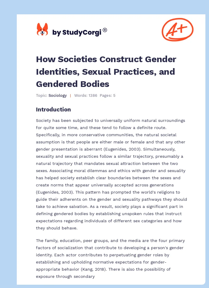 How Societies Construct Gender Identities, Sexual Practices, and Gendered Bodies. Page 1