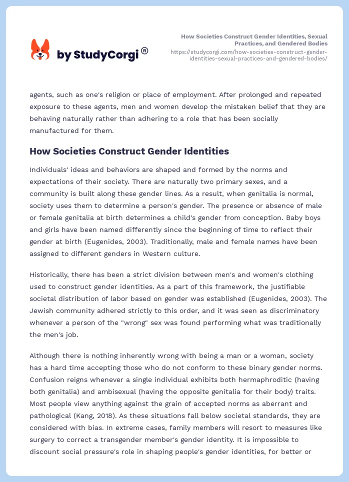 How Societies Construct Gender Identities, Sexual Practices, and Gendered Bodies. Page 2