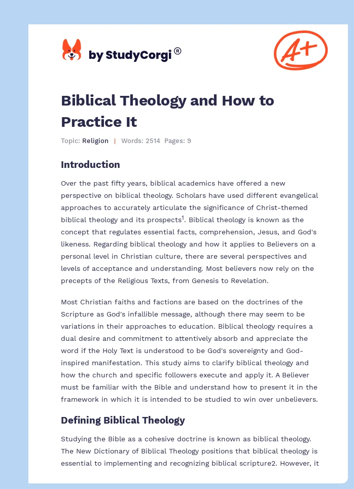 Biblical Theology and How to Practice It. Page 1