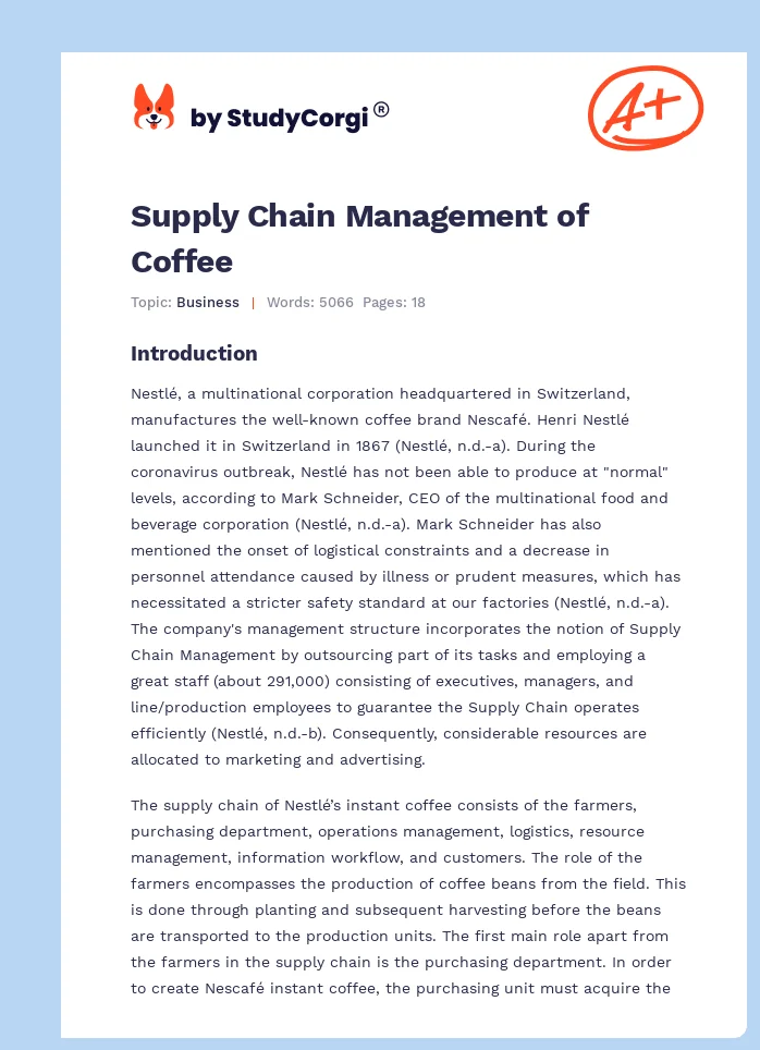 Supply Chain Management of Coffee. Page 1