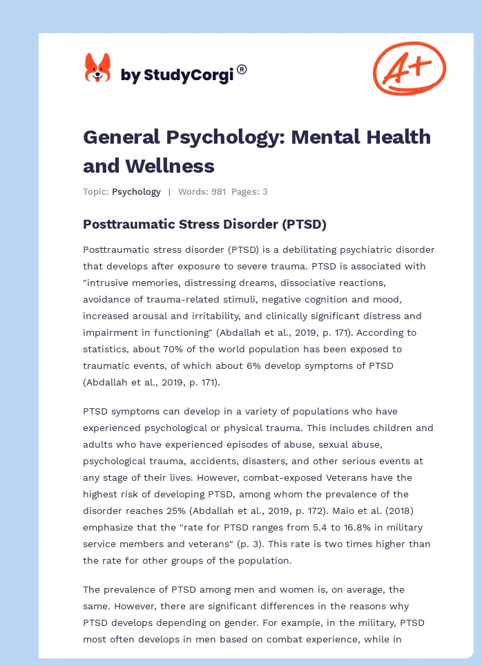 General Psychology: Mental Health and Wellness. Page 1