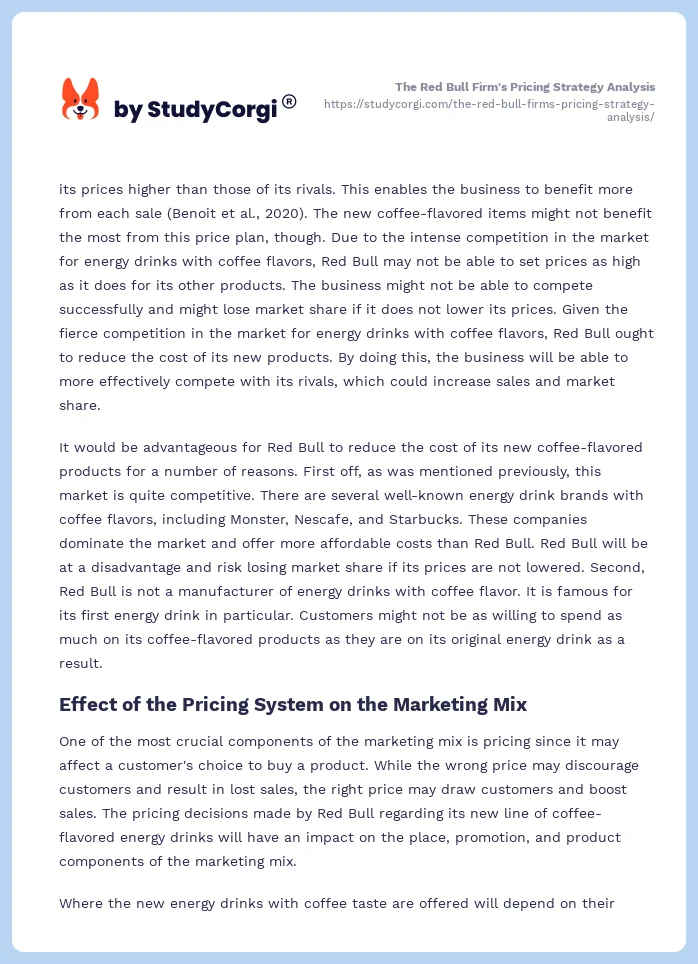 The Red Bull Firm's Pricing Strategy Analysis. Page 2