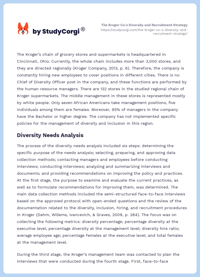 The Kroger Co.'s Diversity and Recruitment Strategy. Page 2