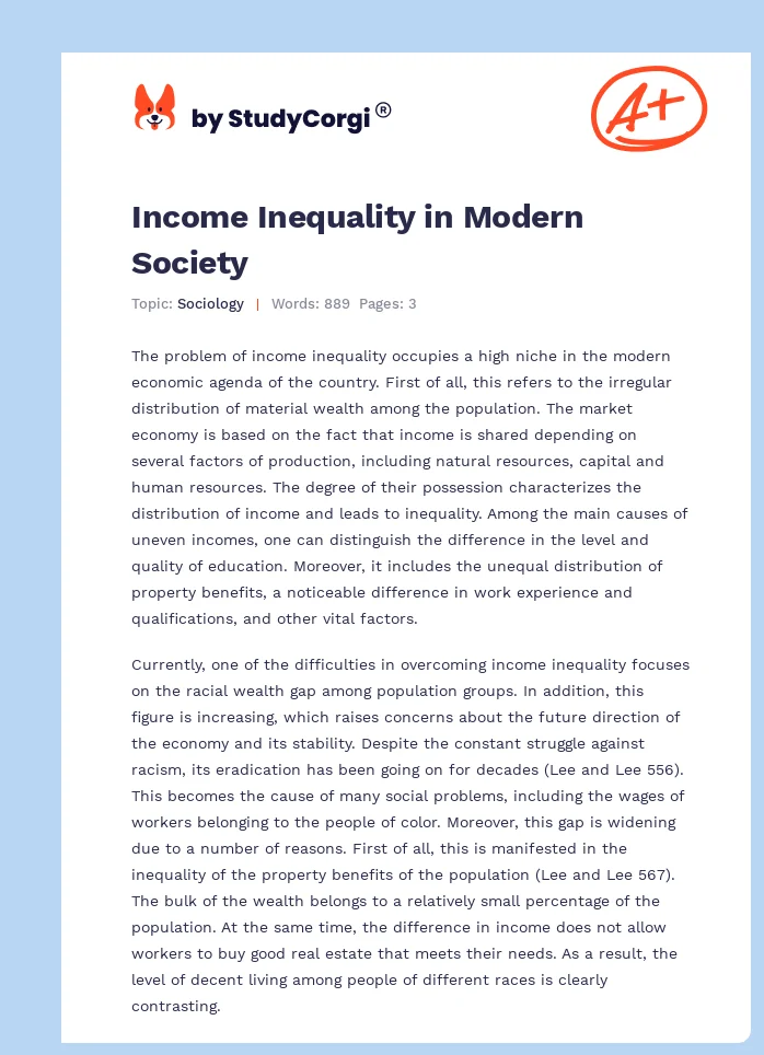 Income Inequality in Modern Society. Page 1