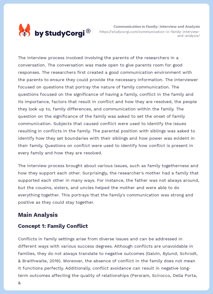Communication in Family: Interview and Analysis. Page 2