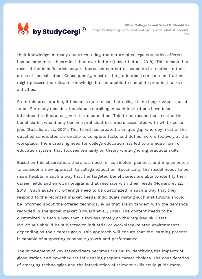 What College Is and What It Should Be. Page 2