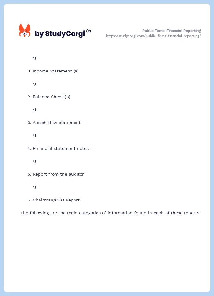 Public Firms: Financial Reporting. Page 2