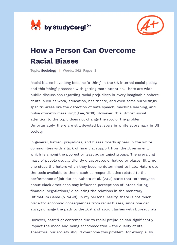 How a Person Can Overcome Racial Biases. Page 1