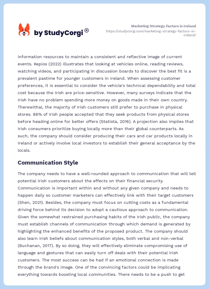 Marketing Strategy Factors in Ireland. Page 2