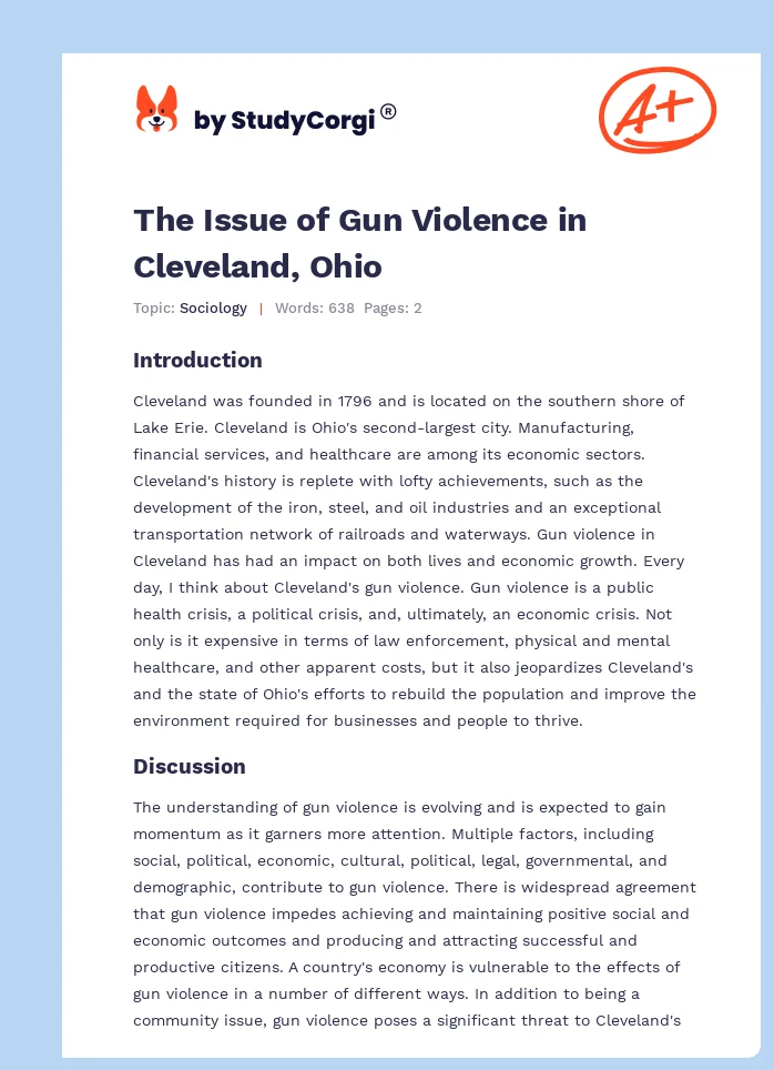 The Issue of Gun Violence in Cleveland, Ohio. Page 1