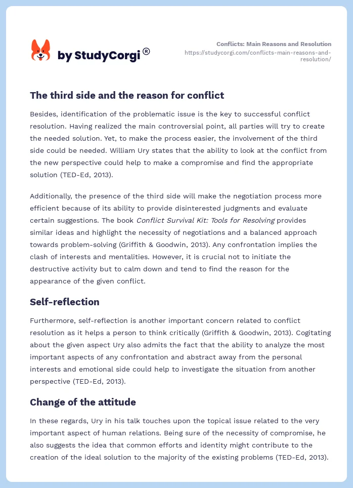Conflicts: Main Reasons and Resolution. Page 2