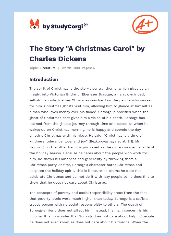 The Story "A Christmas Carol" by Charles Dickens. Page 1