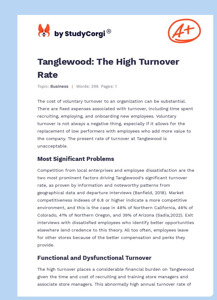 Tanglewood: The High Turnover Rate. Page 1