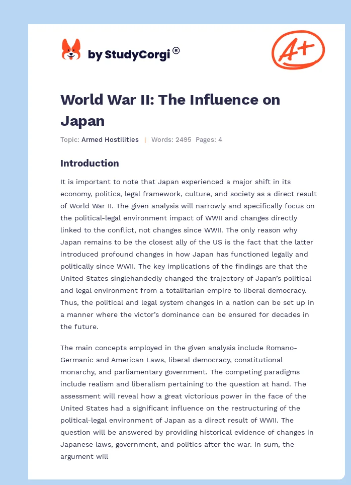 World War II: The Influence on Japan. Page 1