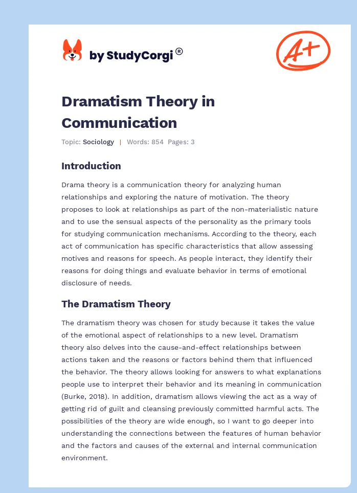 Dramatism Theory in Communication. Page 1