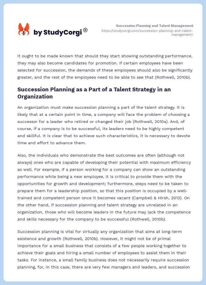 Succession Planning and Talent Management. Page 2