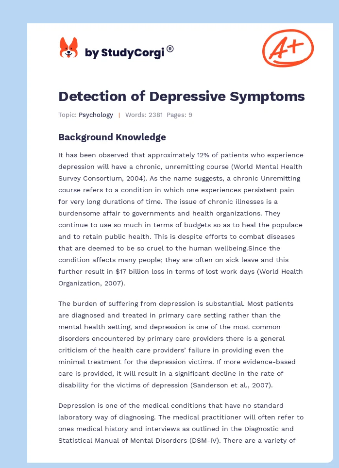 Detection of Depressive Symptoms. Page 1