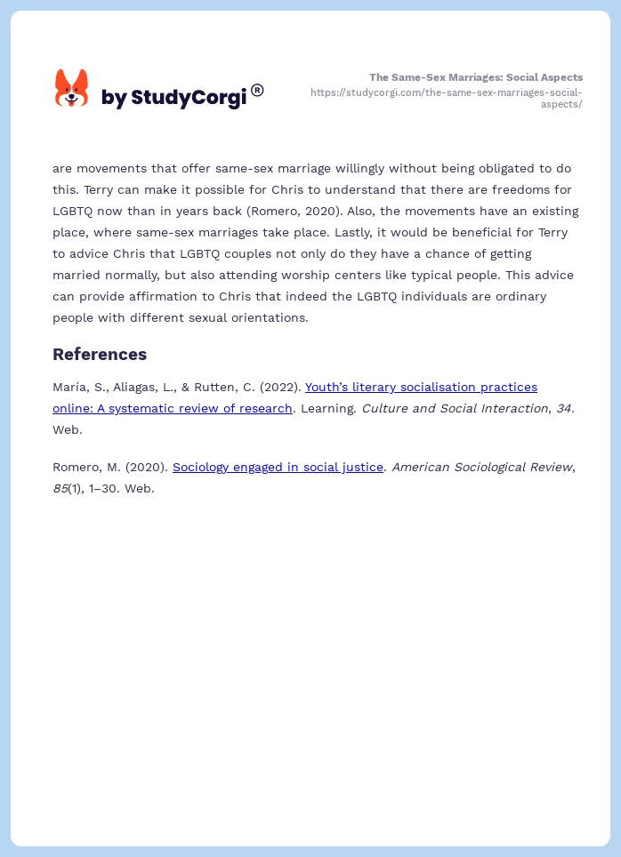 The Same-Sex Marriages: Social Aspects. Page 2