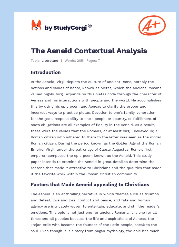 The Aeneid Contextual Analysis. Page 1