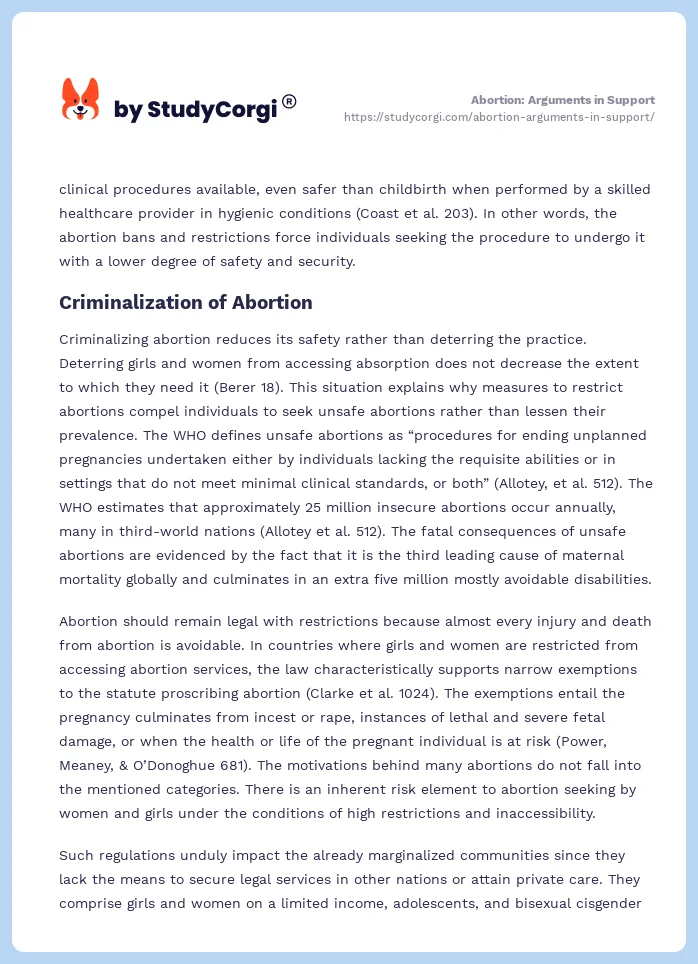 Abortion: Arguments in Support. Page 2